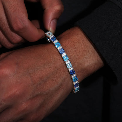 Gradient Square Blue Baguette Tennis Bracelet