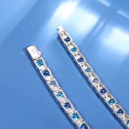 Gradient Square Blue Baguette Tennis Bracelet