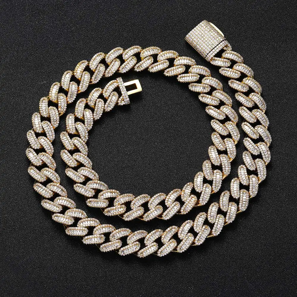 15mm Baguette Cuban Link Chain