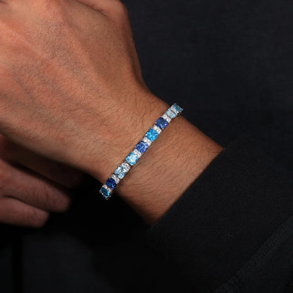 Gradient Square Blue Baguette Tennis Bracelet