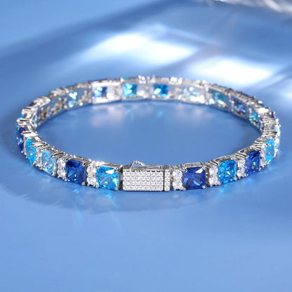 Gradient Square Blue Baguette Tennis Bracelet